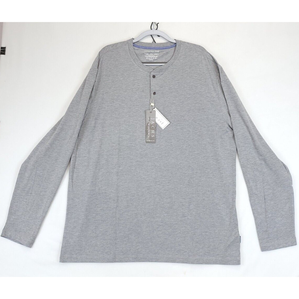 Jachs NY Henley‎ Long Sleeve Shirt Men 3XL Stretch Gray Classic Causal Outdoors